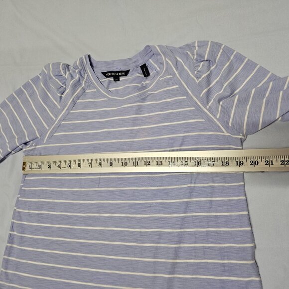 Veronica Beard Jean Mason Baseball Tee Women Size L Blue - Picture 11 of 16